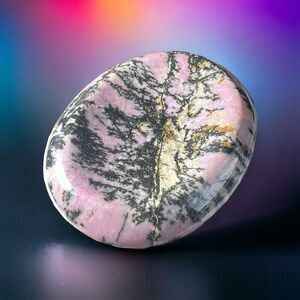 Oval Rhodonite Crystal Worry Stone /‎ Mini Bowl / Ring Holder (#1)